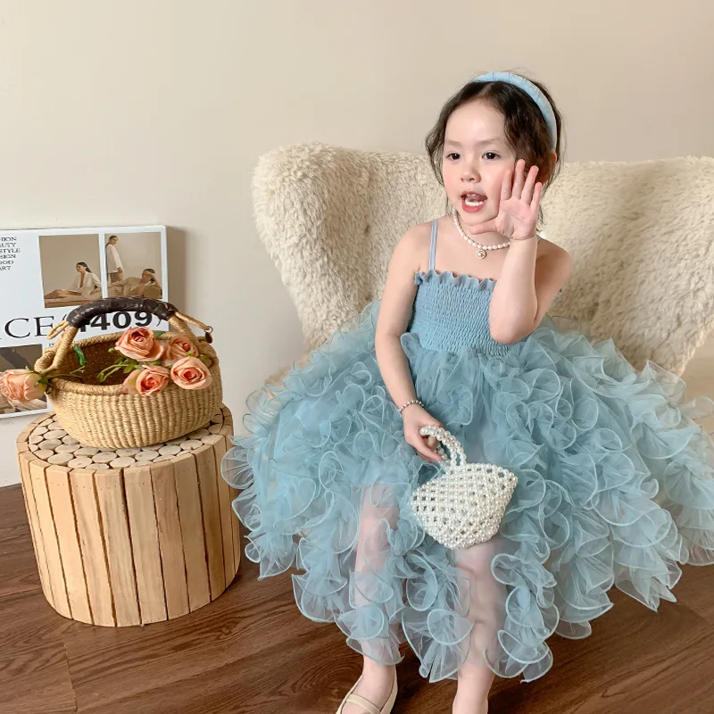 

Girl Dress Children Dress Girls 2024 Summer New Children Korean Style Halter Princess Skirt Gauze Skirt Baby Birthday Skirt