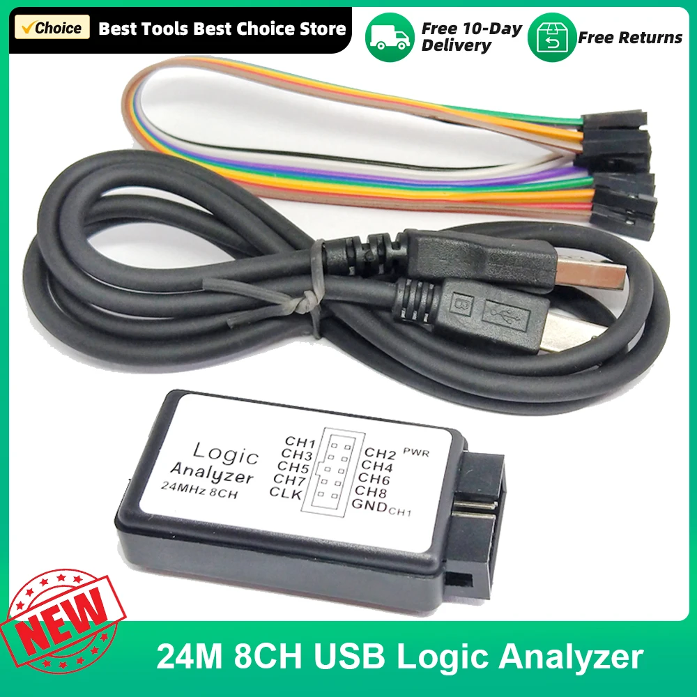 USB Logic Analyzer 24M 8CH Microcontroller ARM FPGA Debug Tool 24MHz 16MHz 12MHz 8MHz 4MHz 2MHz Logic Analyzer