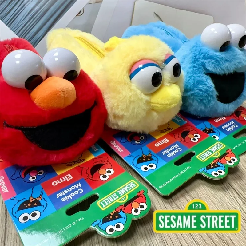 Hasbro Sesame Street Animation Peripheral Cartoon Cute Papa Coin Purse Elmo Cookie Monster Big Bird Toy Storage Bag Wholesale