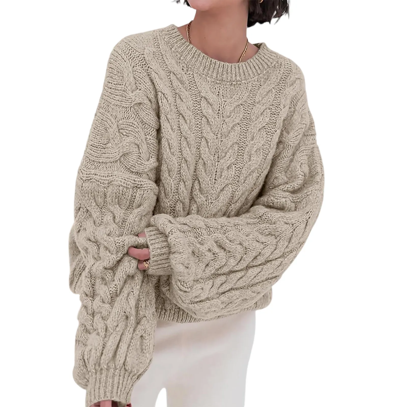 

Новый осенне-зимний модный однотонный свитер с круглым вырезом в корейском стиле, универсальный свободный пуловер с длинными рукавами, топ