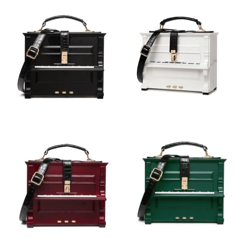 Women Vintage Acrylic Piano Shaped Clutch Box Shoulder Bag Elegant Evening Crossbody Handbag Top Handle Purse Dropship