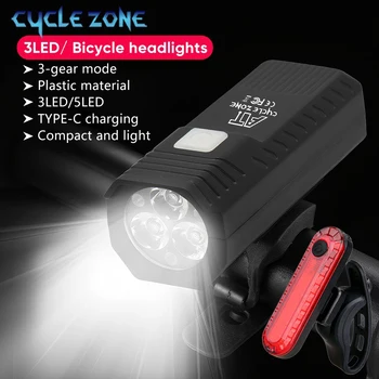 Bike Light Set Front Light with Taillight LED Rechargeable Bicycle Lights 3 Modes…