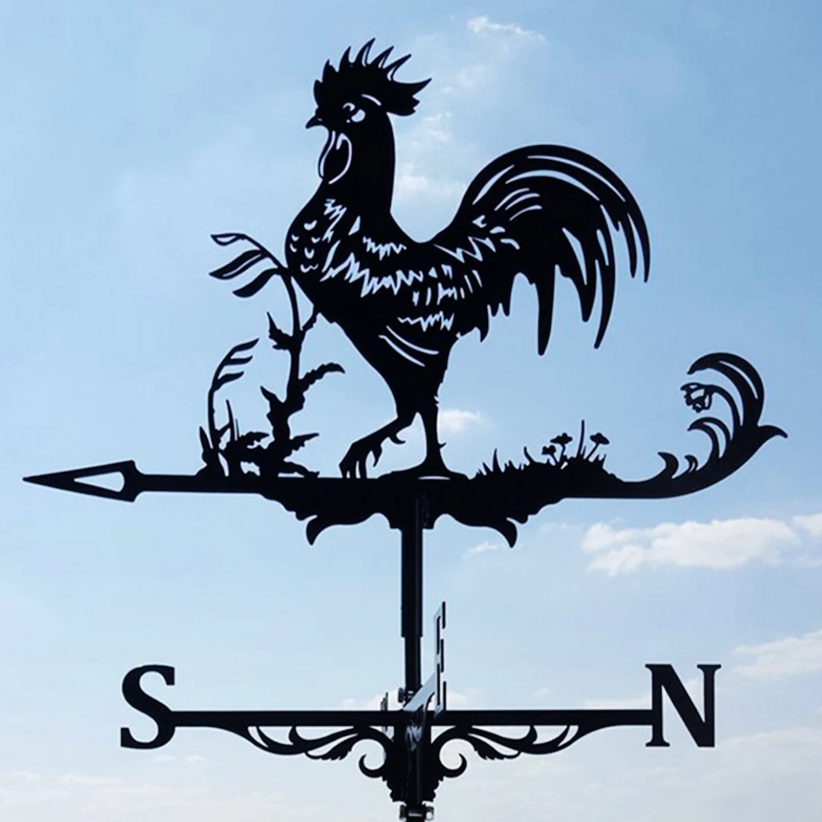 Chicken Wind Vane Stainless Steel Rooster Wind Direction Indicator Anti-Aging Rooster Weathervane Decorative Chicken Wind Vane