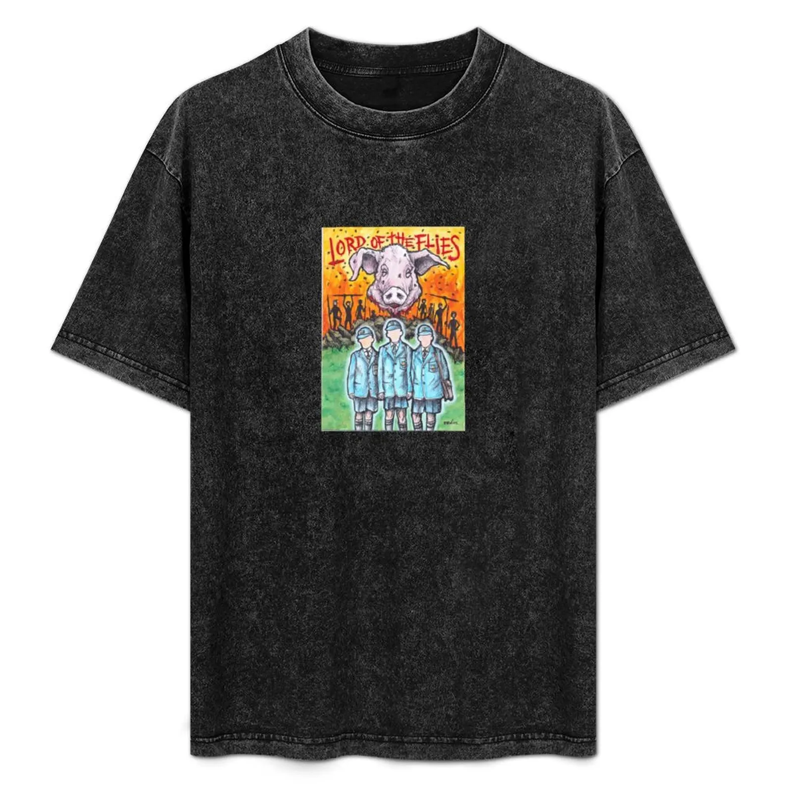 

Lord of the Flies book cover design - Inks and Watercolors T-Shirt Work Outdoor Short Sleeve Tee