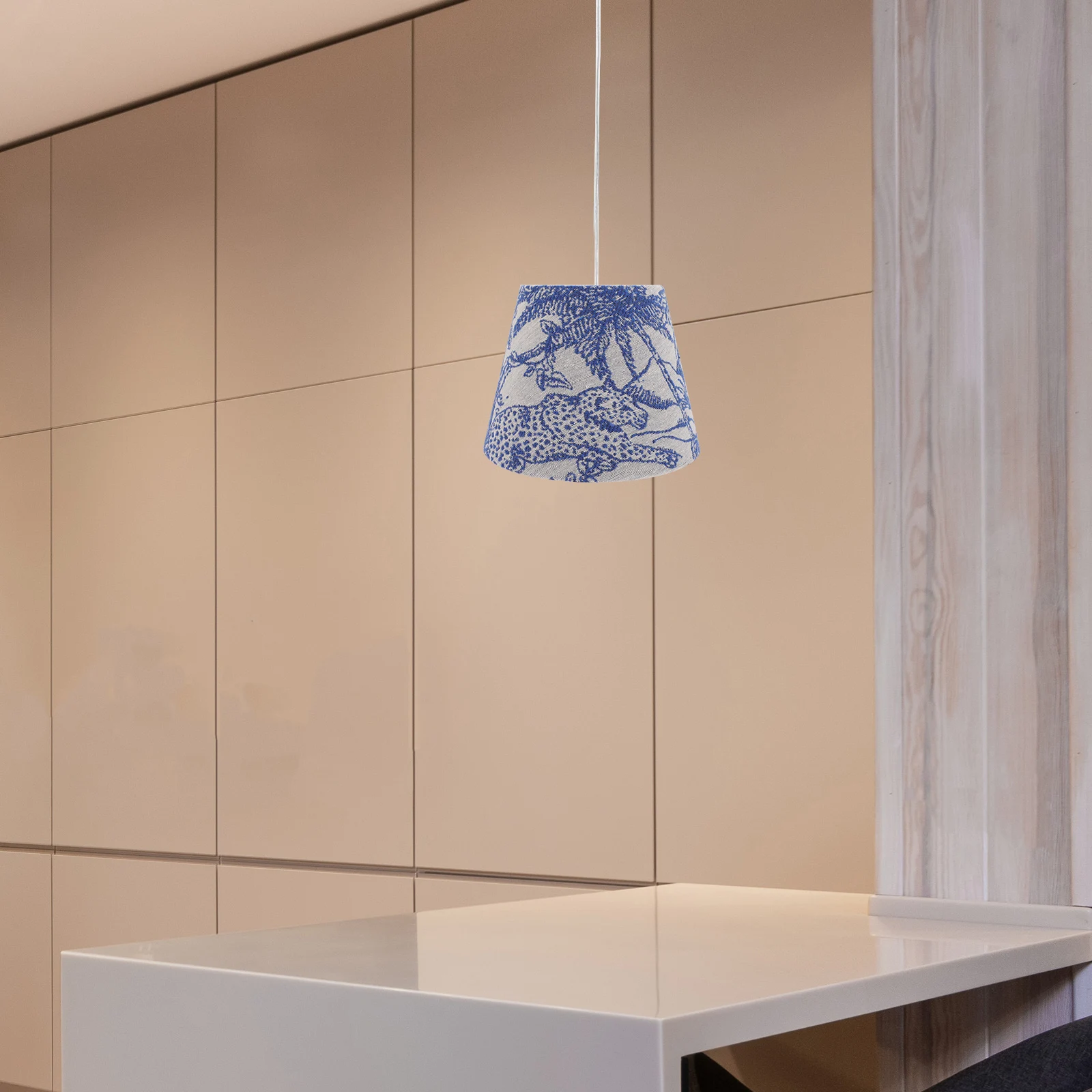 

Embroidered Fabric Lampshade White Iron Tropical Pendant Light Cover Decorative Lamp Shades for Living Bedroom Study Office