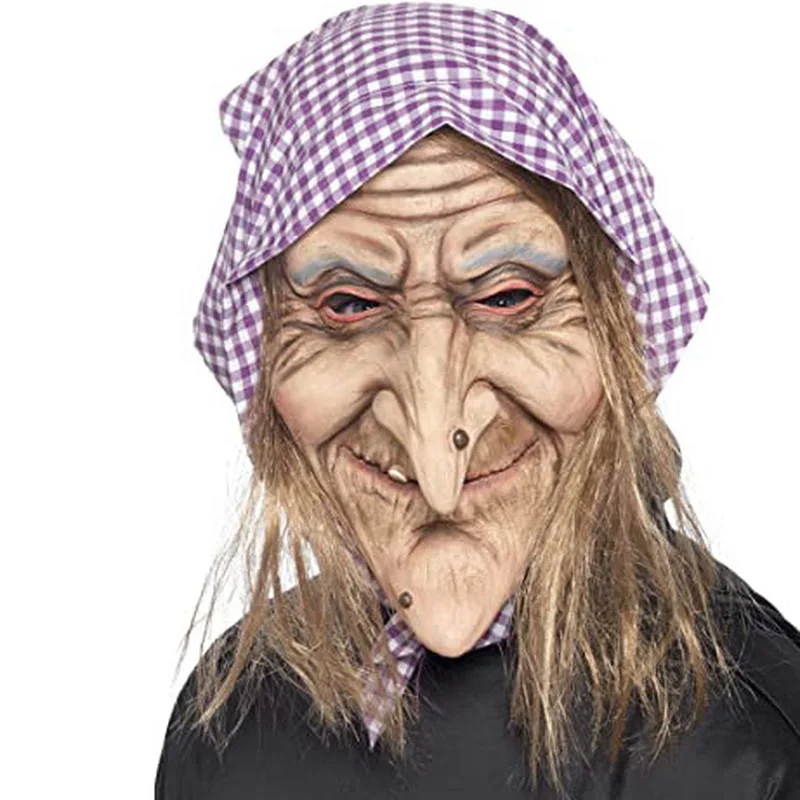 Le Cool Halloween , funny and scary old lady latex witch hat mask - view 2