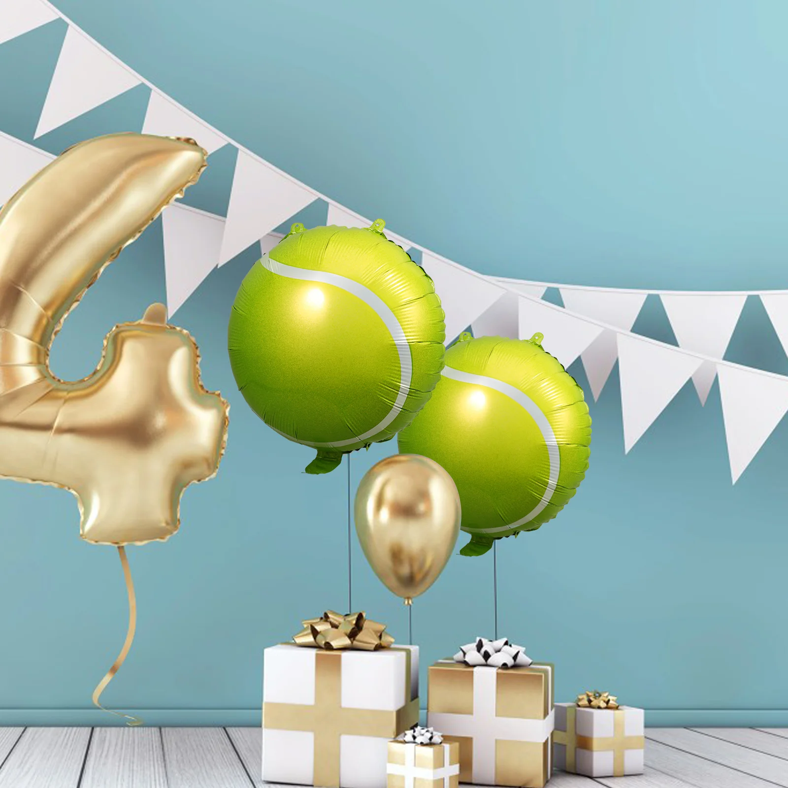 

10pcs Tennis Ball Balloons Inflatable Sports Party Decorations Birthday Baby Shower Festival Event Aluminum Film Balloon Props