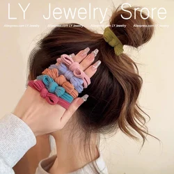 5 teile/satz Bonbon Farbe Bogen Haar Seil hoch elastische nahtlose Gummiband für Frauen Mädchen Pferdes chwanz Halter Sommer BB Haar gummis Ring