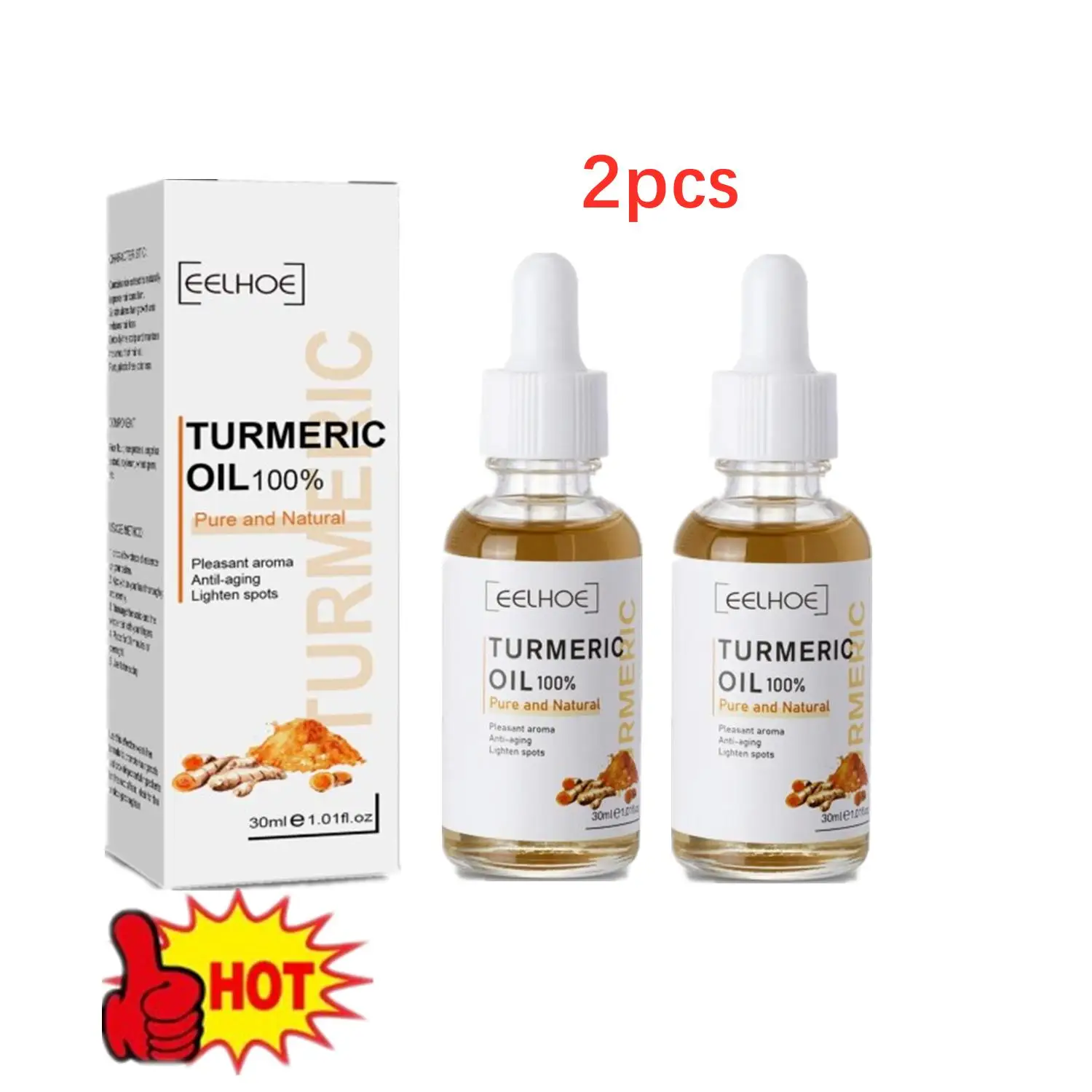 Açafrão sarda branqueamento soro, óleo de curcumina, clarear, desvanecer-se mancha escura, remoção do pigmento, melhorando Natural Rússia, 30ml, 2pcs