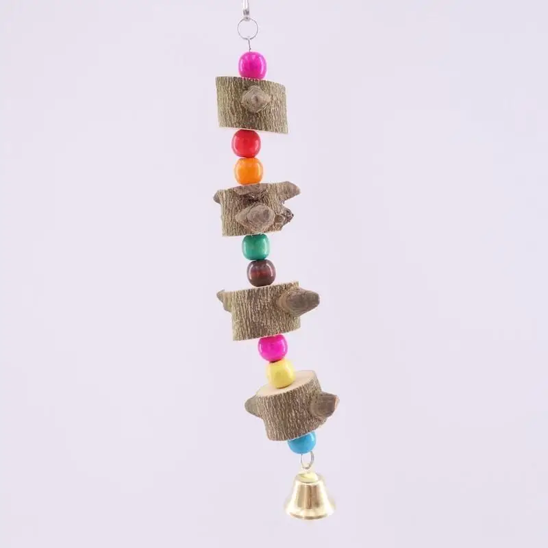 Solid Wood Bird Parrot Chew Toy Parakeet Wooden Ball String Cage Decoration Pet Supplies view 3