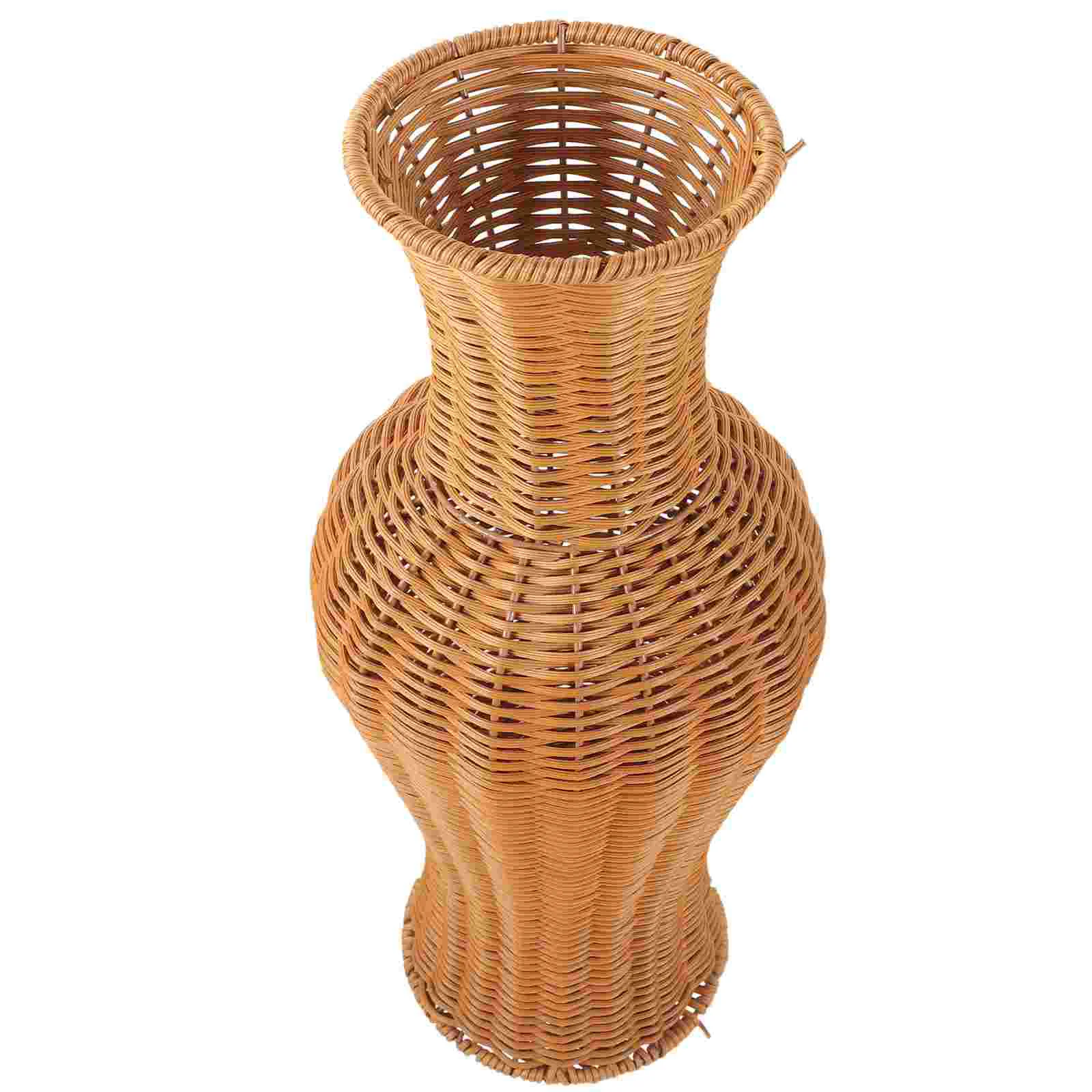 

Rattan Vase Indoor Plant Pots Bouquet Vintage Floral Rustic Decor Basket Flower Tall Fake Simulation Decorative Stand Bride