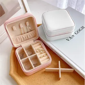Leather storage box, small zipper bag, fine grid standard, suitable for organizing rings and earrings 8 Main Sales Gate Jewel - №5