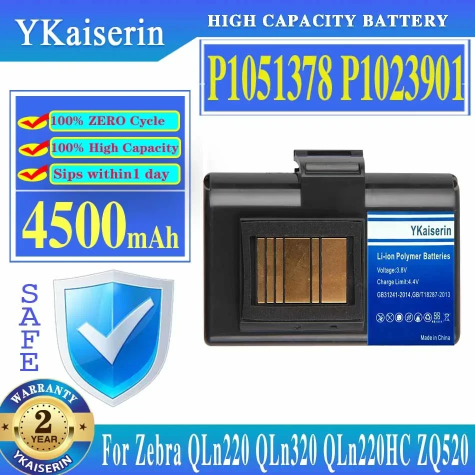 

4500mAh YKaiserin Powerful Battery P1051378 P1023901 For Zebra QLn220 QLn320 QLn220HC ZQ520 Replacement Battery