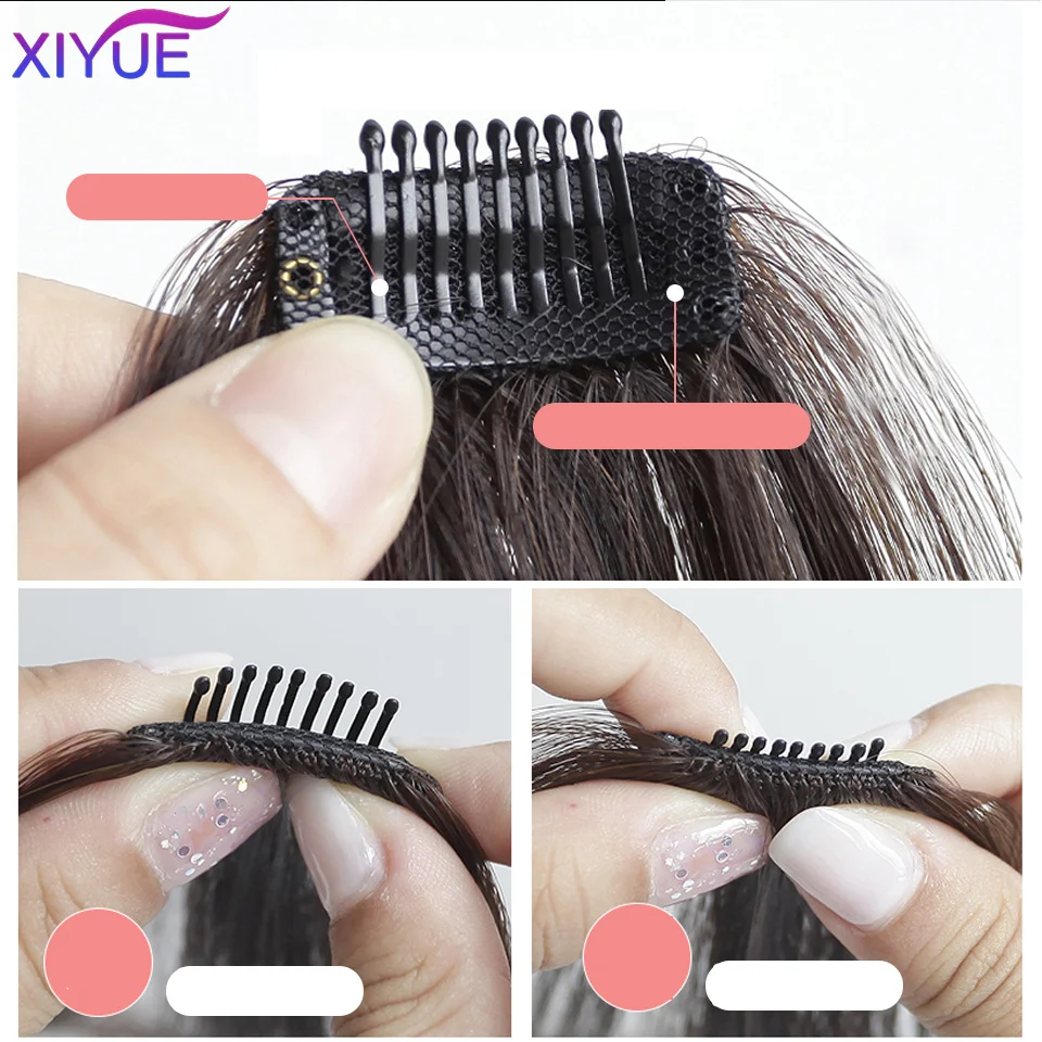 XIYUE Women\'s Synthetic Hair Bangs 3D Bangs Hairpiece Clip In Hair Extension Heat Resistant Fake Hair French Middle Part Bangs