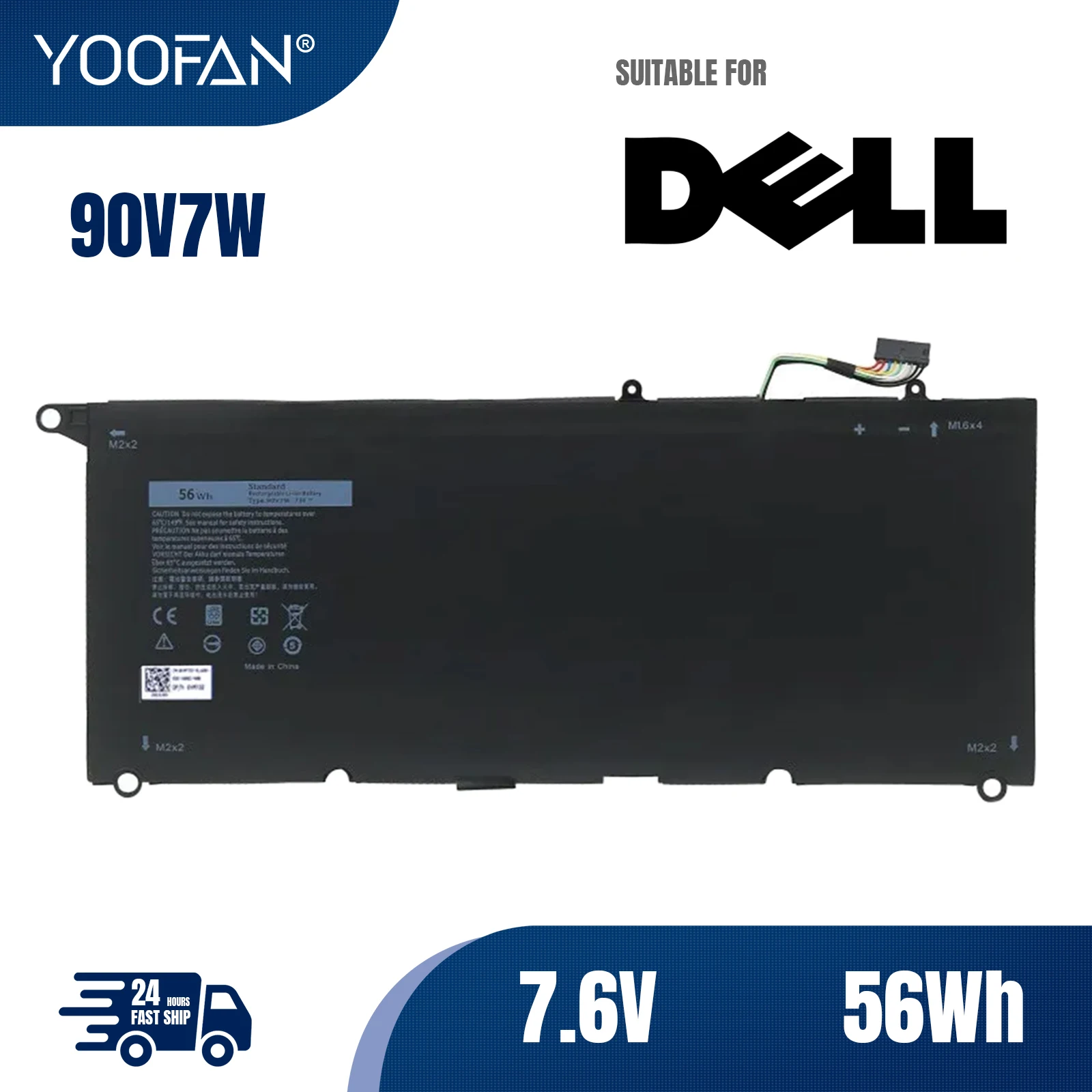 

YOOFAN 90V7W JHXPY JD25G 090V7W Аккумулятор для ноутбука Dell XPS 13 9343 XPS13 9350 13D-9343 P54G 0N7T6 5K9CP RWT1R 0DRRP 56WH