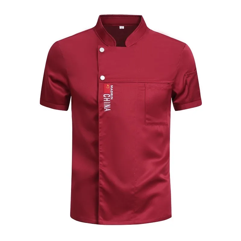 Summer Cook Shirt Beautifully Embroidered Men's Chef Jacket Hotel Restaurant Cooking Uniform Coffee Shop Bakery Working Clothes