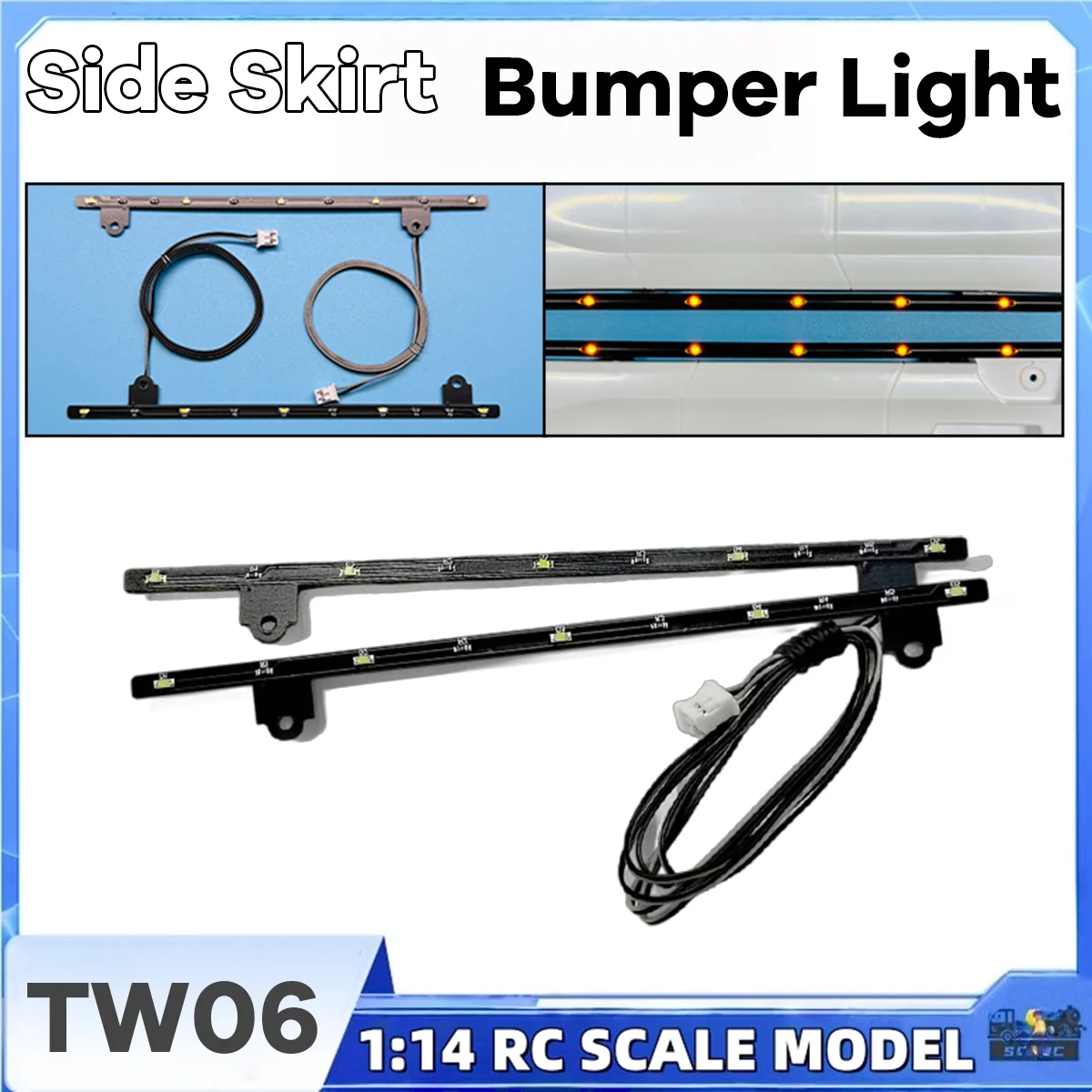 Orange/White Light 770S Side Skirt Bumper Light For 1/14 Tamiyaa RC Dump Truck Tractor Scaniaa 4×2 56379 Toy Model Parts