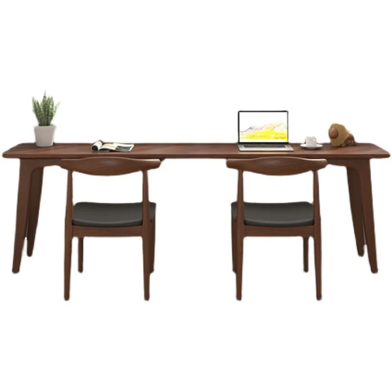 

All solid wood narrow desk, one-word strip design by bedroom window against wall, office computer desk, double log writing desk