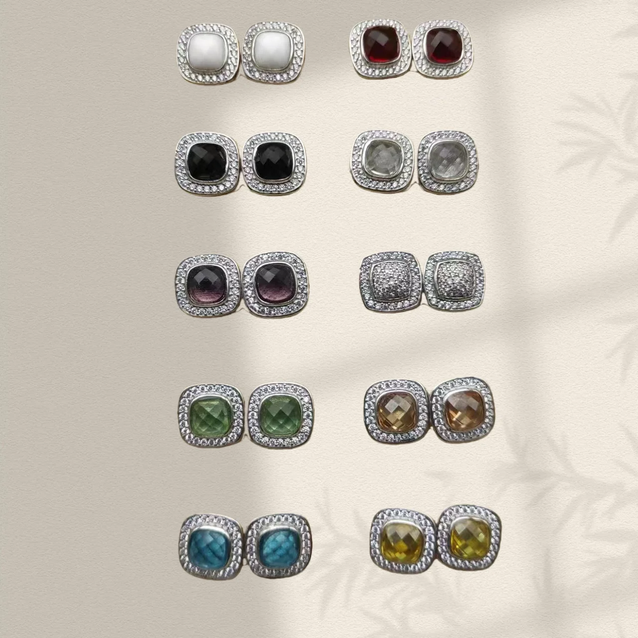 

YK 2025 new gold square diamond crystal agate earrings neutral fashion trend retro simple luxury jewelry gift