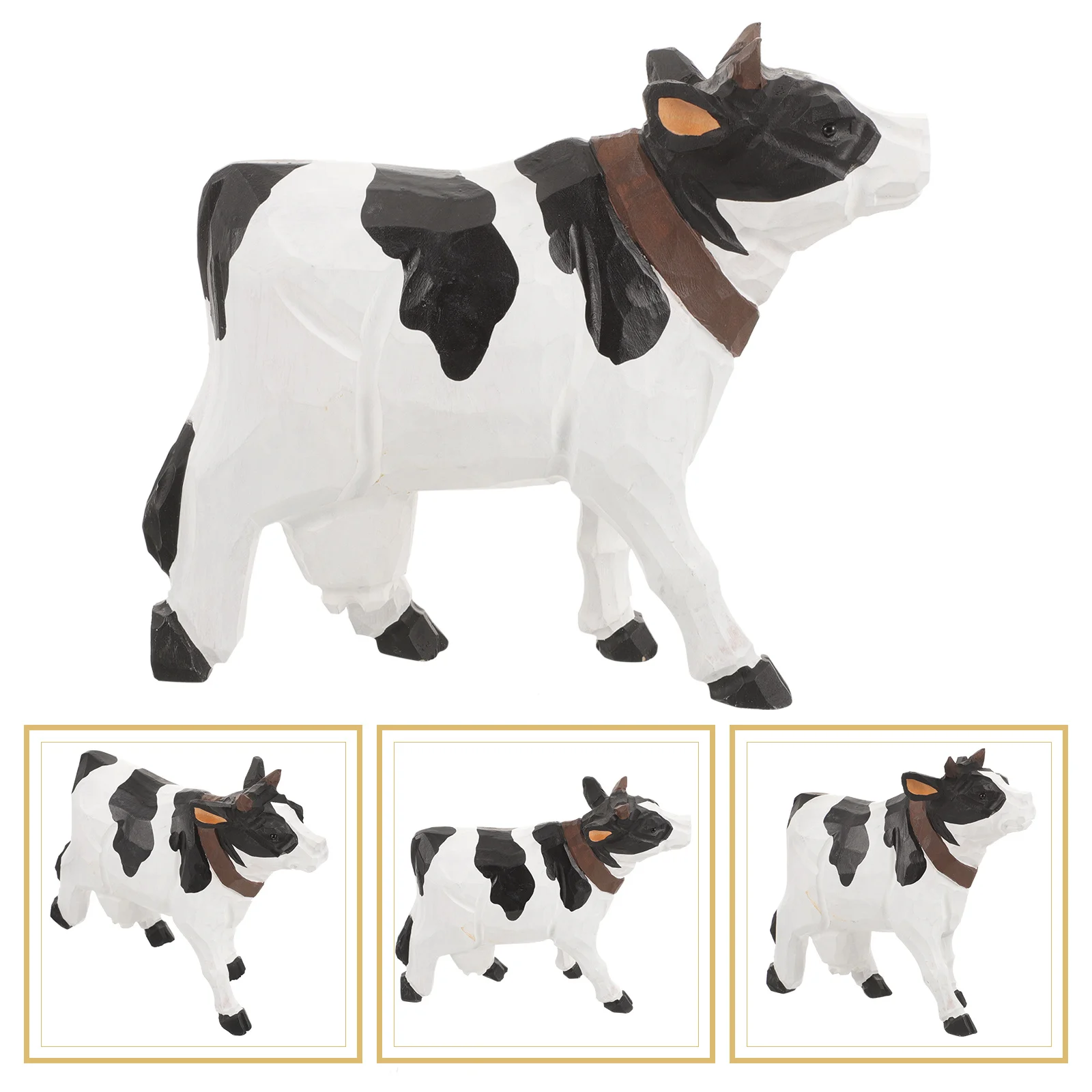 

Cute Small Wood Cow Craft Ideal Gift for Desktop Tabletop Decor Cow Statue Wood Animals Figures Animal Figurines