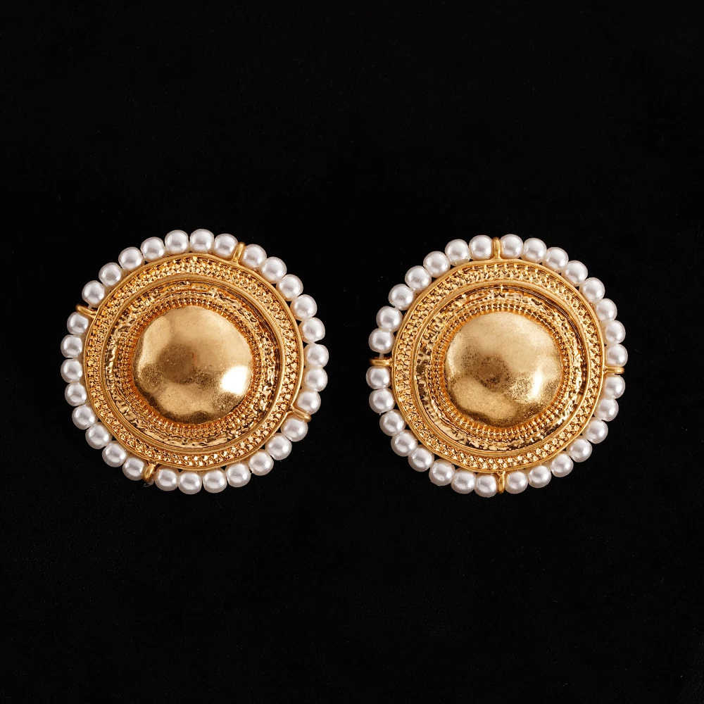 Vintage Pearl for Women Trend Classic Palace Big Round Earring Elegant Party Jewelry Accessories Gift 2024 Trending