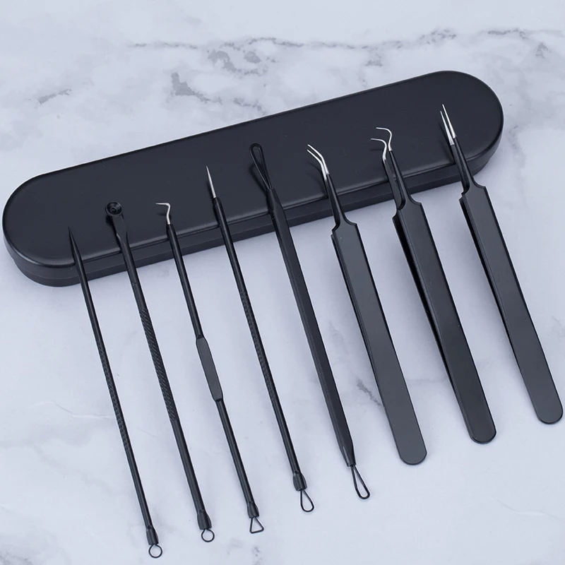 Schwarz Akne Nadel Akne Gerät Doppelköpfige Edelstahl Schönheit Nadel Akne Clip Akne Nadel Zelle Clip Mitesser Entfernung