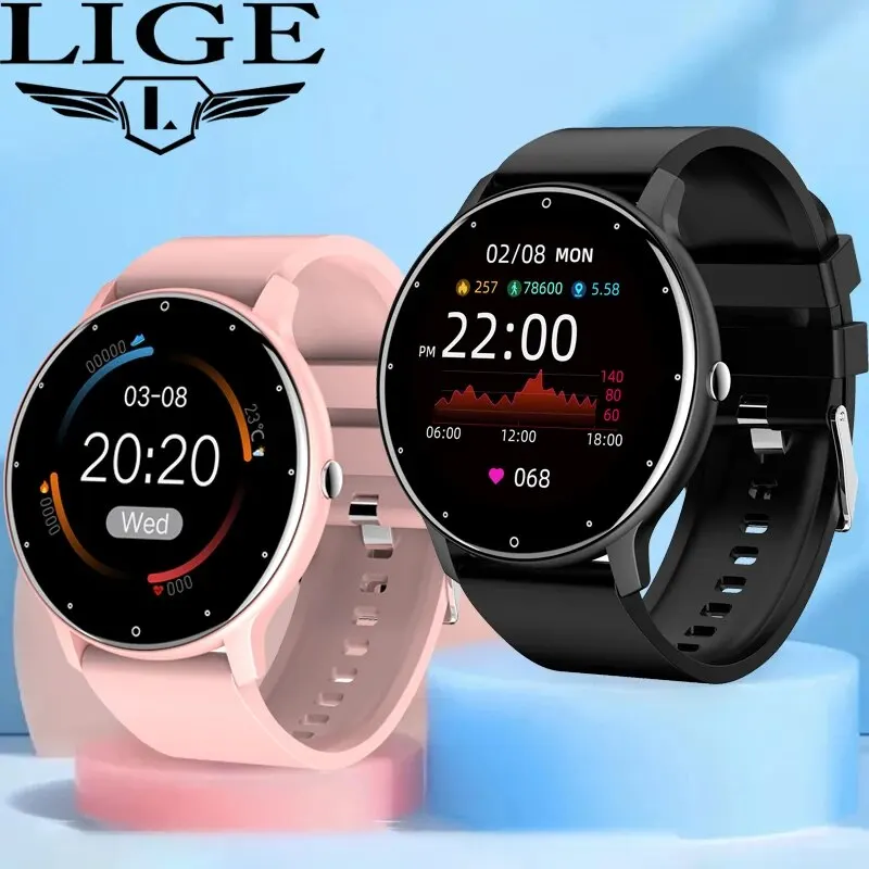 LIGE Smart Watch Men Women Full Touch Screen Sport Fitness Watch Man IP67 Waterproof Bluetooth Call Smartwatch Men Reloj Hombre