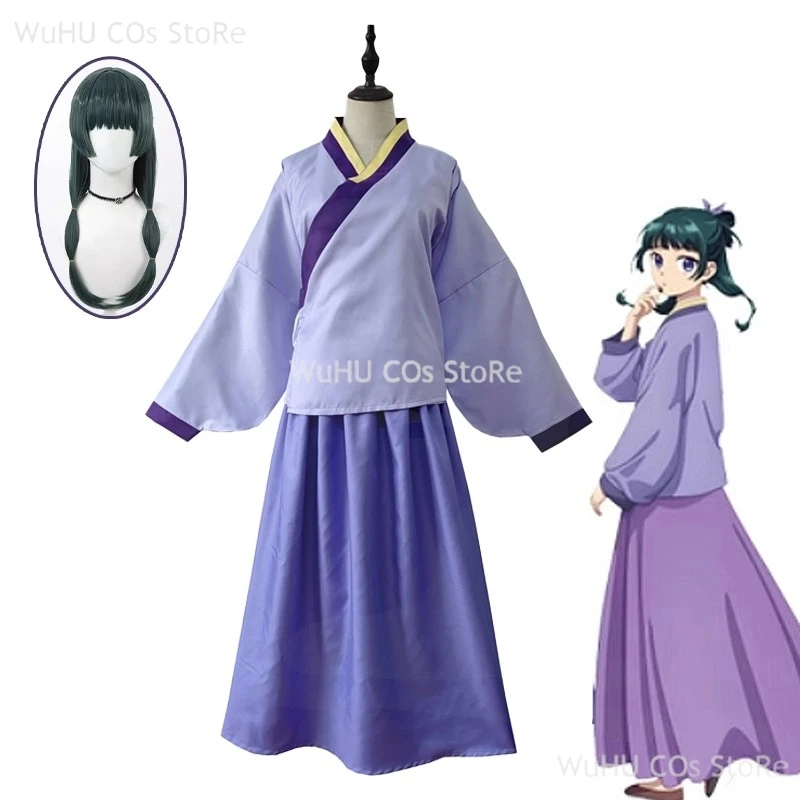 

Anime Maomao Cosplay Costume Apothecary Diaries Wig Outfits Kimono Mao Mao Purple Uniform Halloween Carnival Party For Women