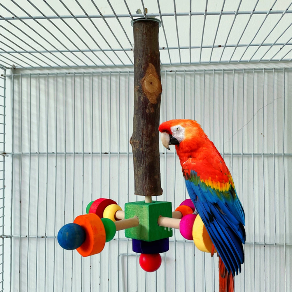 Bird Stand Perch Toys Parrot Exciting Chewing Toy Natural Wood Bird Chew Medium Large Birds Bite Boredom Pet Products