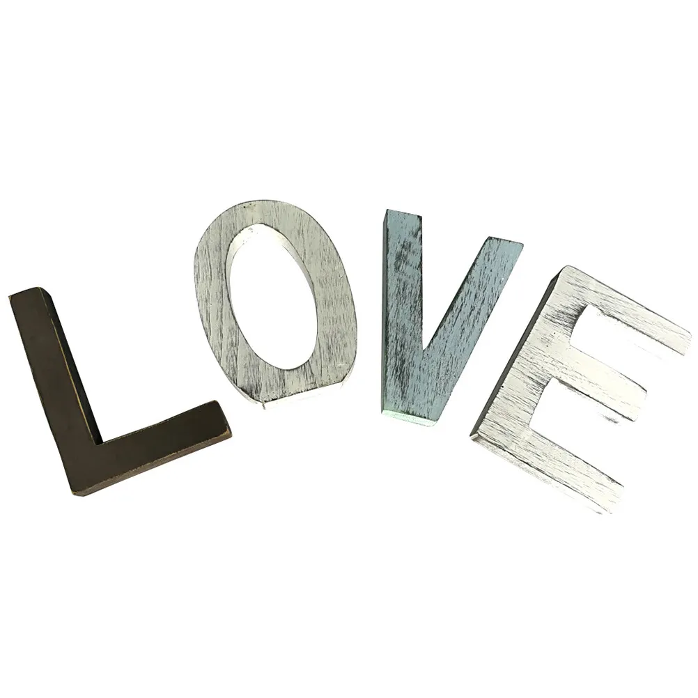 Rustic Wood Love Standing Letters Individual Block Sign Decorative Wooden Cutout for Home Wedding Tabletop Mantel Decoration