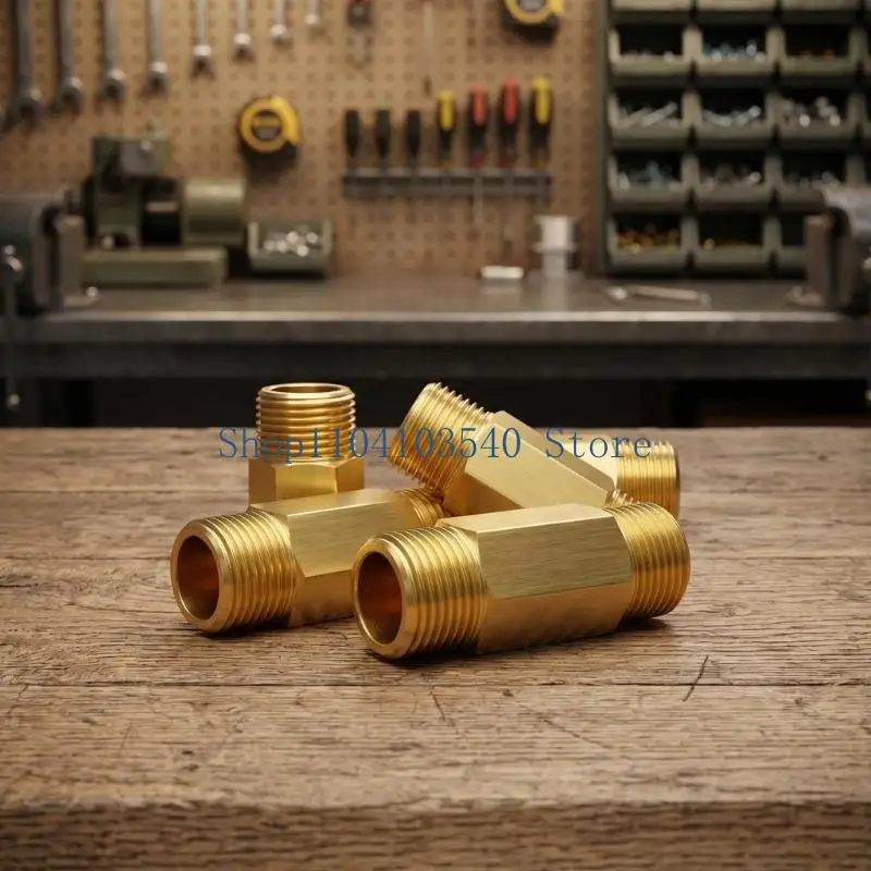 02DC Threaded Brass Adapter 1/2 Inch Male Thread Pipe Fitting for Plumbing Repair, Air Line Service, Equipment Line Maintenance,