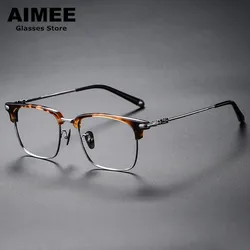 High Quality Titanium Ultralight Glasses Frame Japanese Handmade Retro Square Men Fashion Eyeglasses Women Eyewear Spectacles