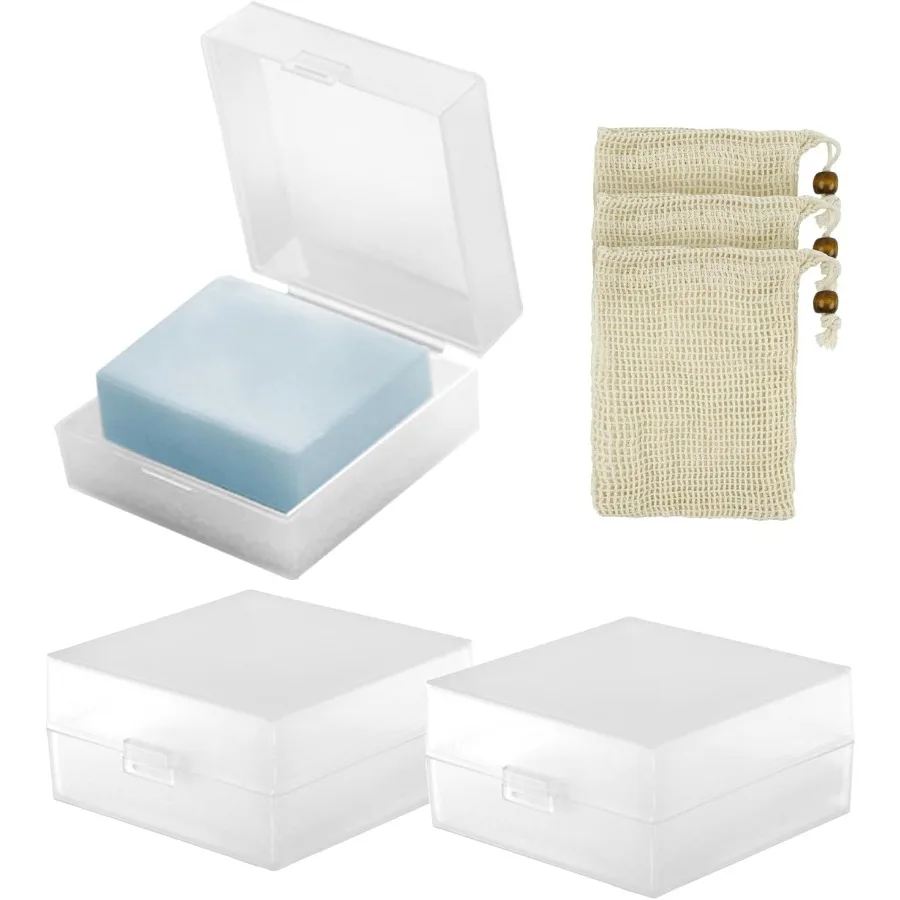 

3 PCS Travel Soap Case for DR. Squatch Soap Travel Soap Container Holder Dish with Draining Pad Portable Bar Soap Travel Case w