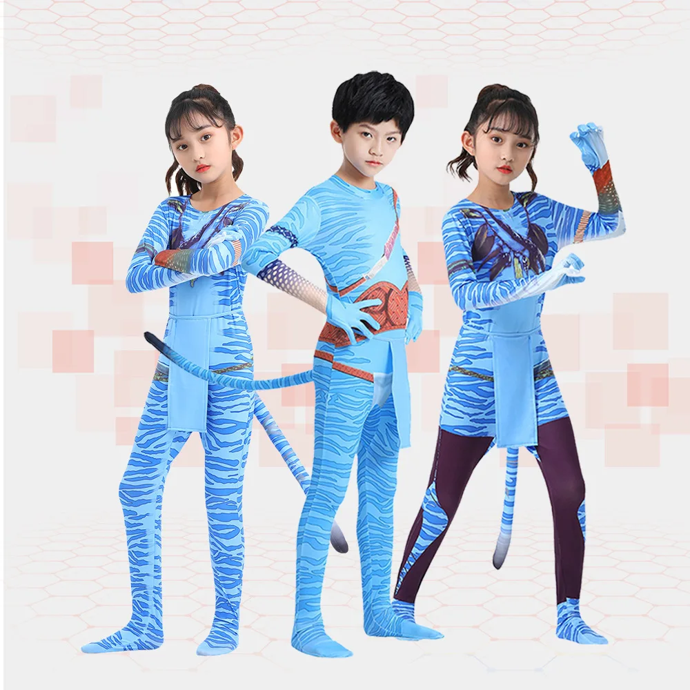 Avatar Cosplay adulto niños Alien Jake Sully body Zentai Suit mono niña Halloween Anime disfraz carnaval ropa de fiesta