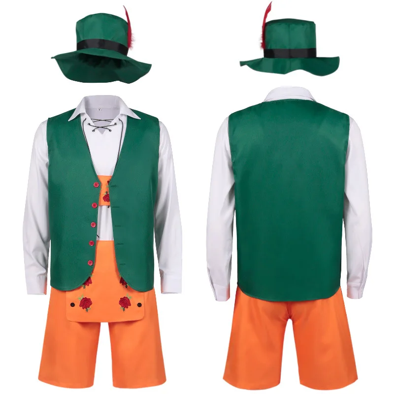 

New German Oktoberfest Bib Pants Set Bavarian Pants Hat Cosplay Costume Party Suit for Men Bavarian Clothing Oktoberfest Beer