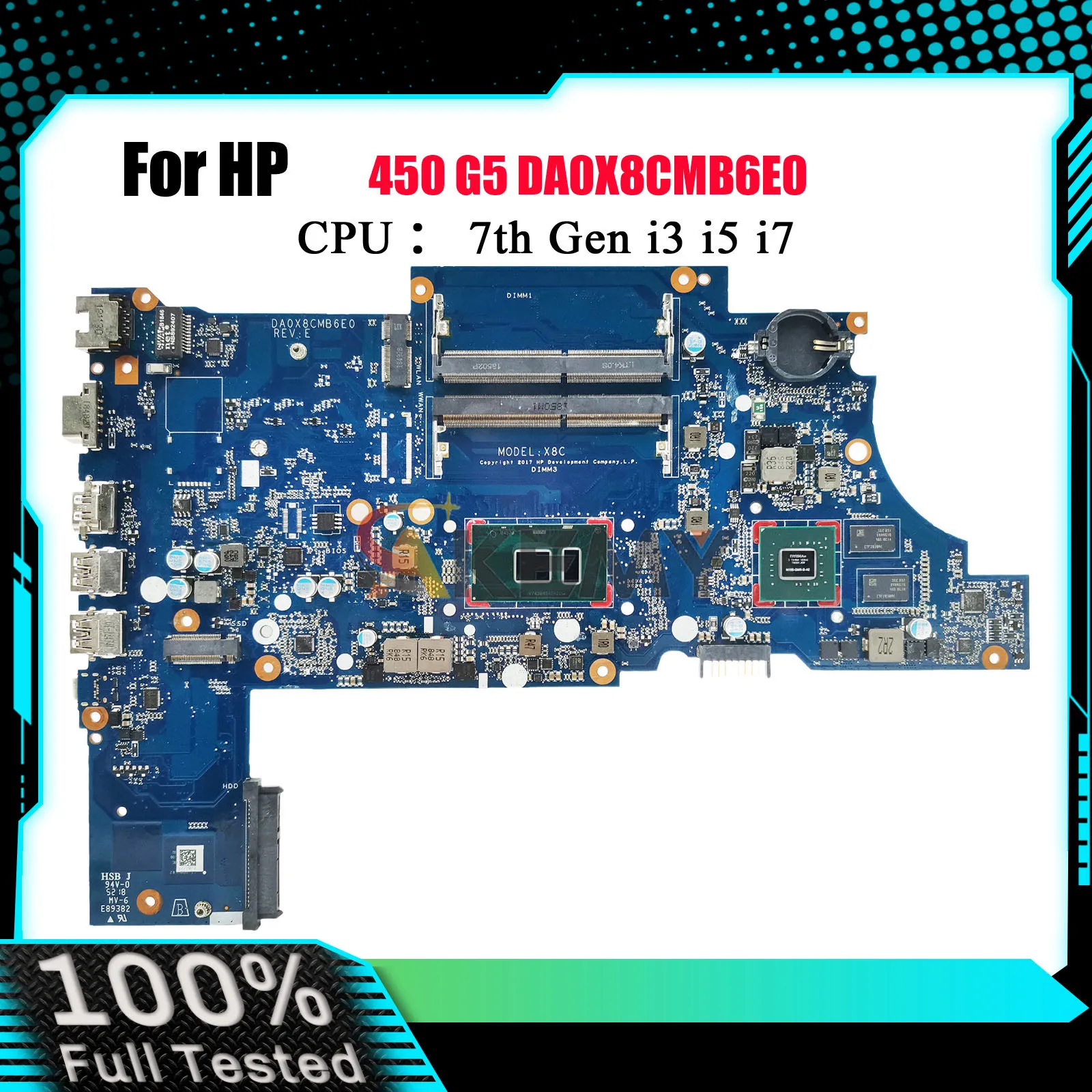 

DA0X8CMB6E0 For HP ProBook 450 G5 470 G5 Laptop Motherboard L00828-601 With i3 i5 i7 CPU V2G DDR4 100% Fully Tested