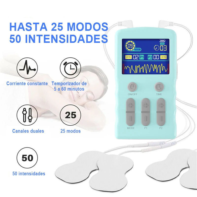

50 Levels Tens Unit EMS Muscle Stimulator Physiotherapy Microcurrent Low Frequency Acupuncture Pulse Electric Body Massager
