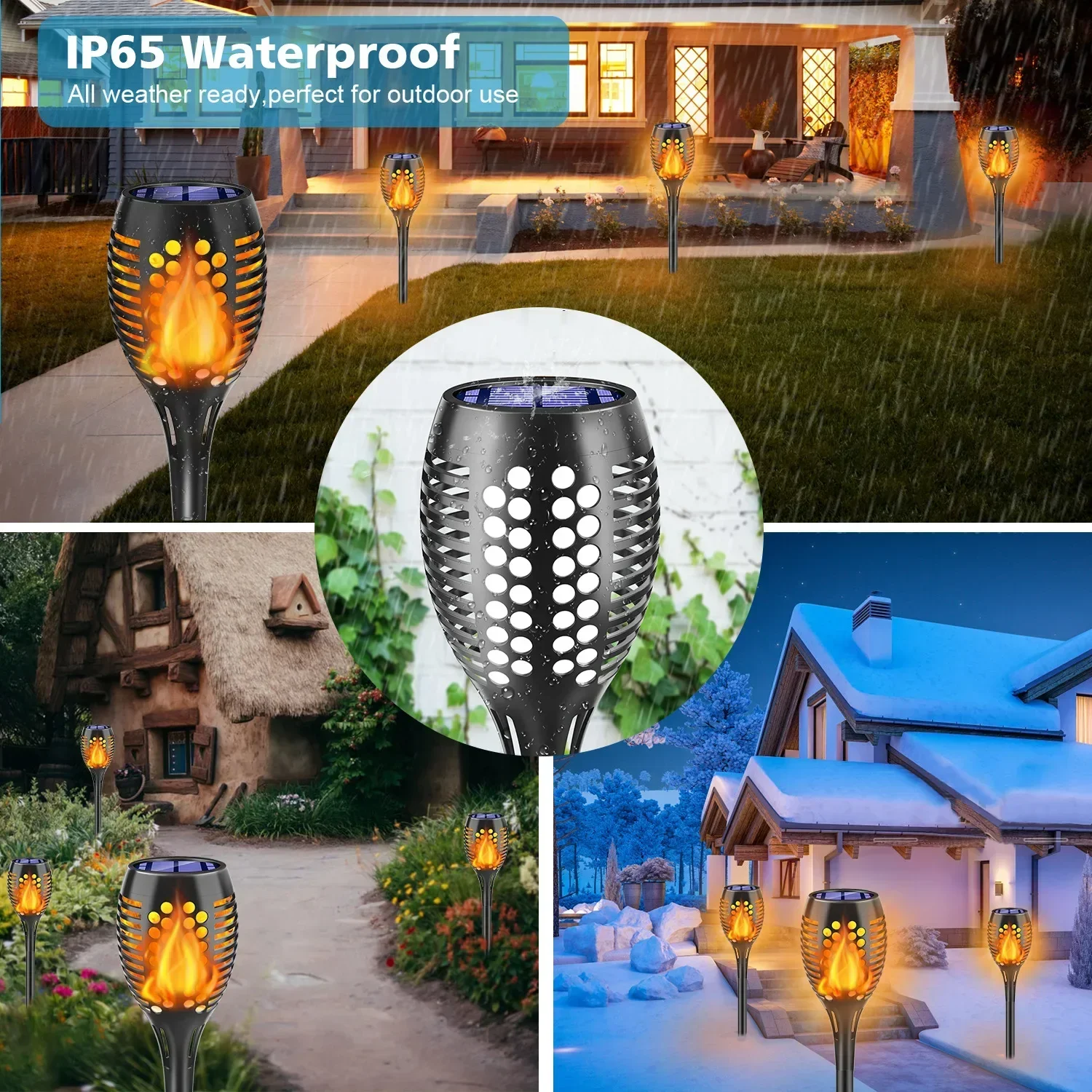 1–10 Stück Solar-Flammenlicht für den Außenbereich, 96/12 LEDs, flackernde Taschenlampe, wasserdichte Nachtlampe, Gartendekoration für Rasen, Weg, Hof, Terrasse