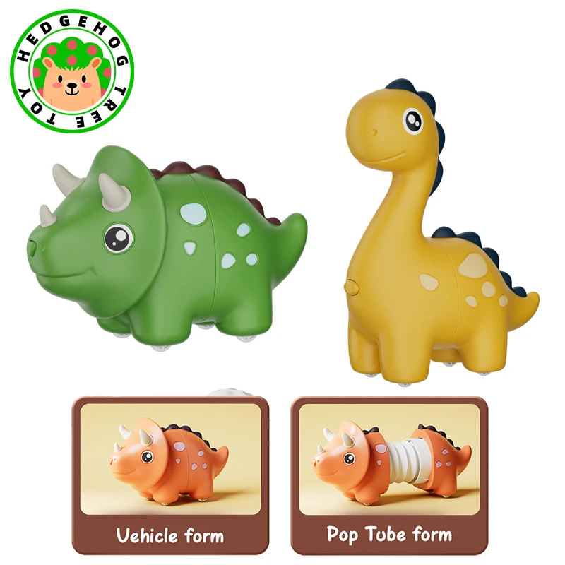 

New Children's Pop Out Pop Tube Dinosaur Sliding Toy Collision Transformation Car 1-3 Years Old Toddlers Learn To Climb Toys