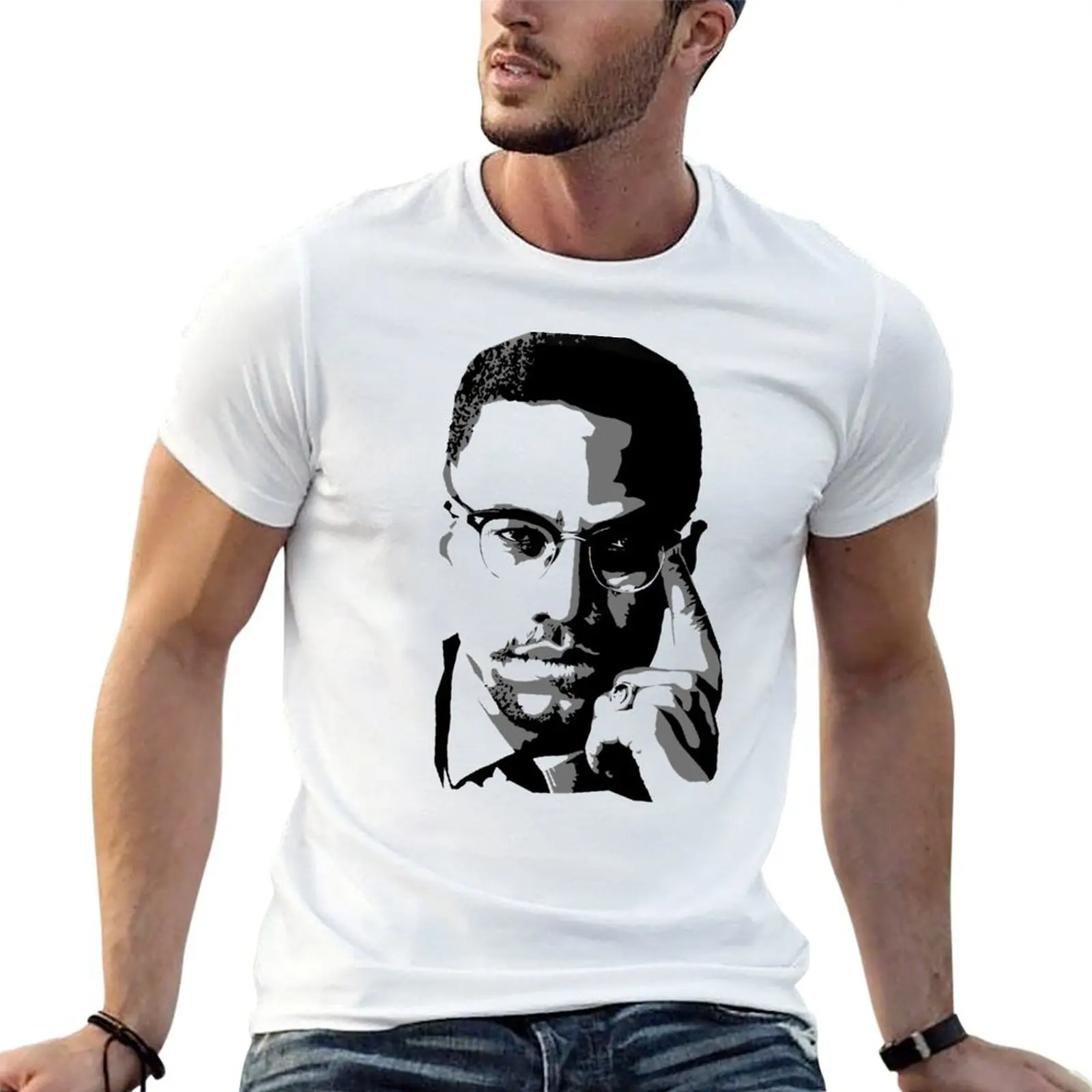 Malcom X - Portrait T-Shirt summer clothes graphic shirts Men's t-shirt