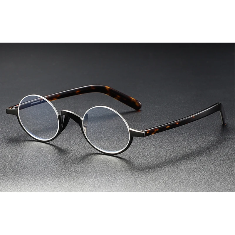 Belight Optical Titanium with Acetate Men Prescription Round Half Rimless Vintage Retro Eyeglasses Spectacle Frame Eyewear KMN80