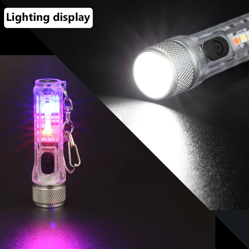 KDULIT LED Mini Flashlight Keychain Light Multi Mode Portable Torch Magnetic Repair Outdoor Lanterm Ultraviolet Flashlights