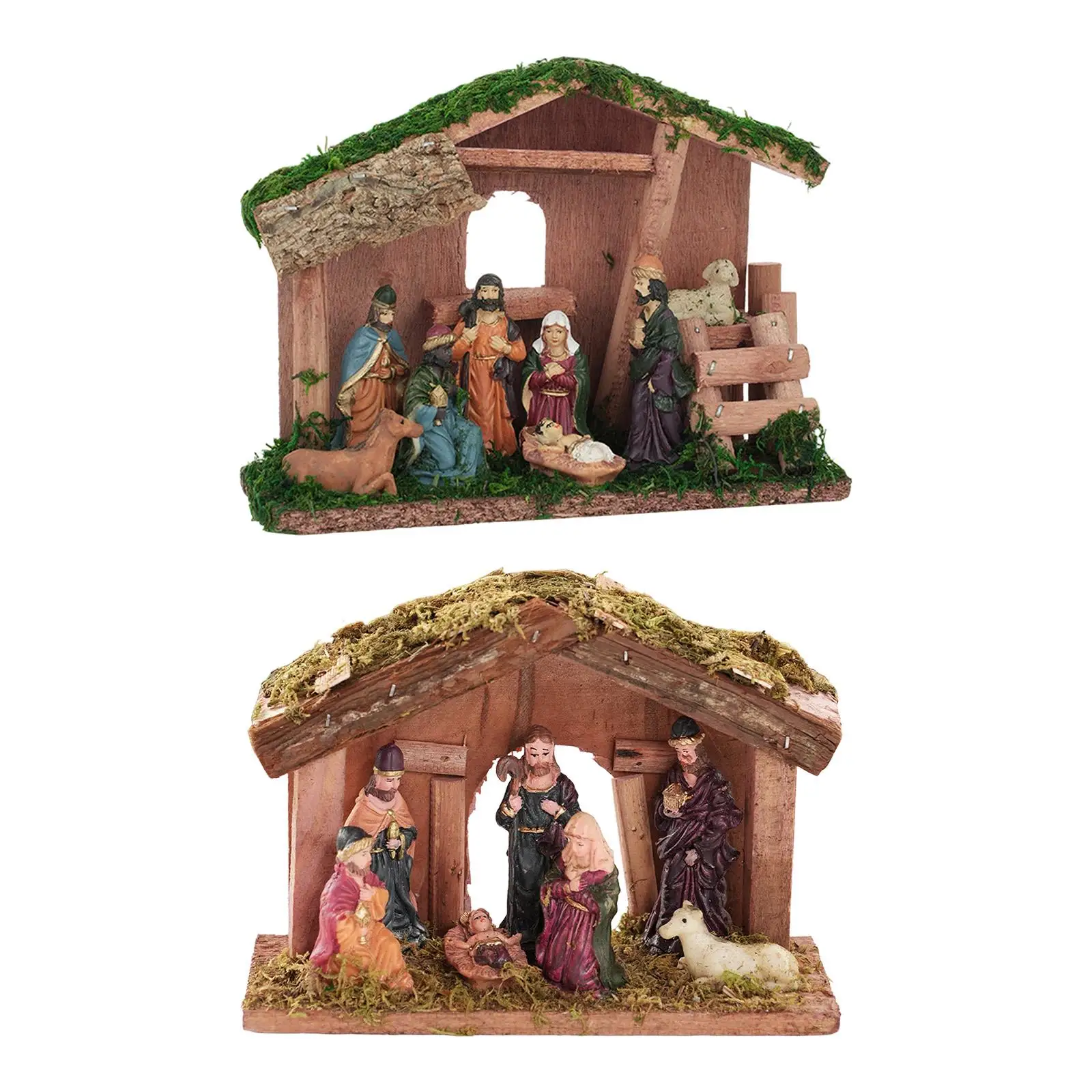 Resin Christmas Nativity Statue Home Decorative Figure Collectible Ornament for Room Decoration