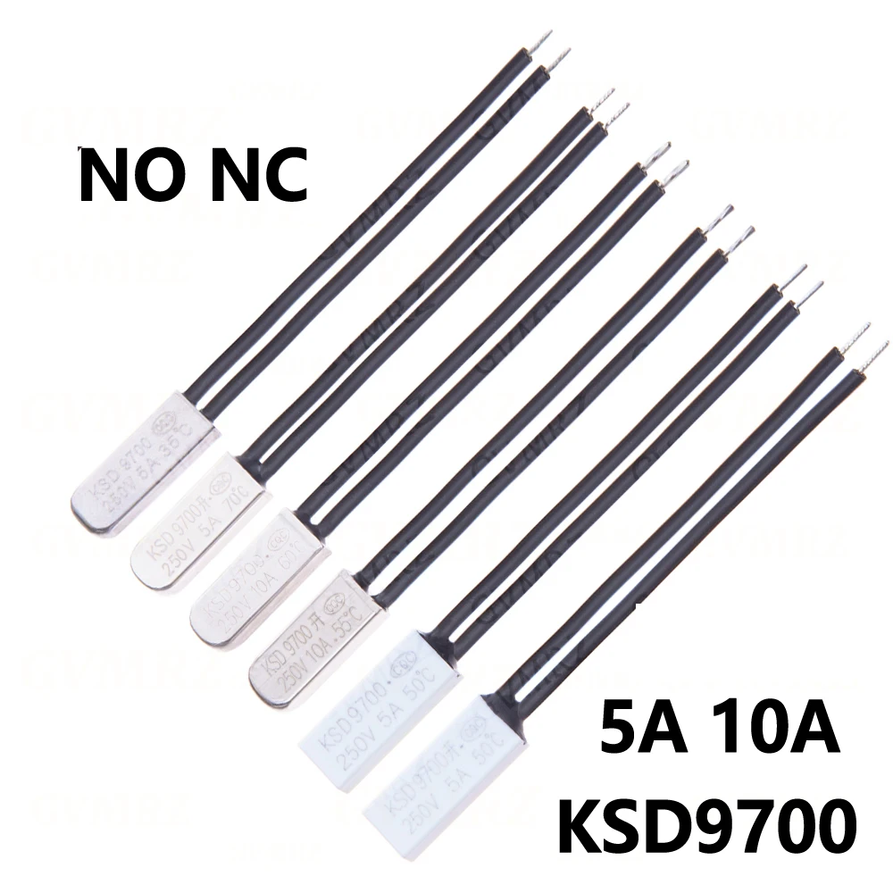 1PCS 5A 10A 80C KSD9700 250C NO NC Thermostat Thermal Protector fuses Switch metal/plastic normally open/normally closed