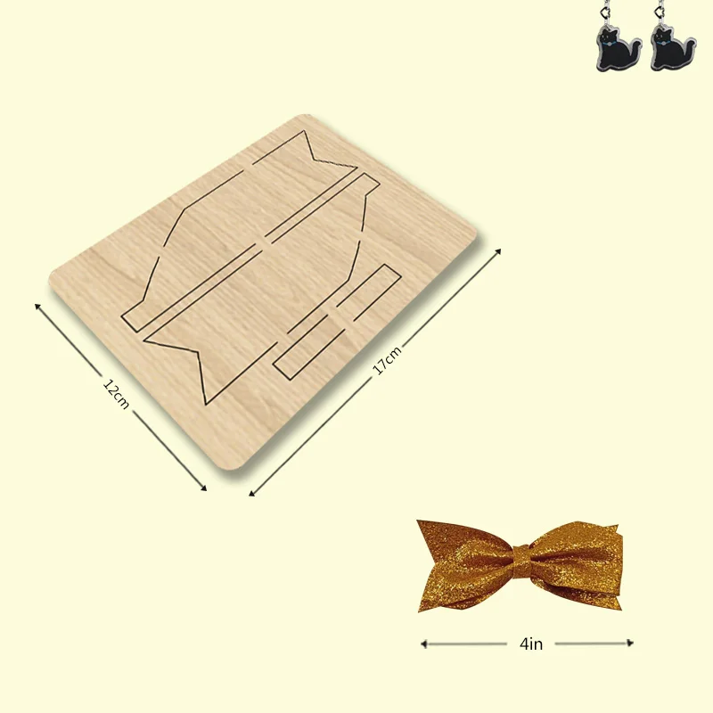 

z162Z162 4-inch double-layer dovetail bow hair clip Wooden Cutting Dies Suitable For Most Cutting Machines