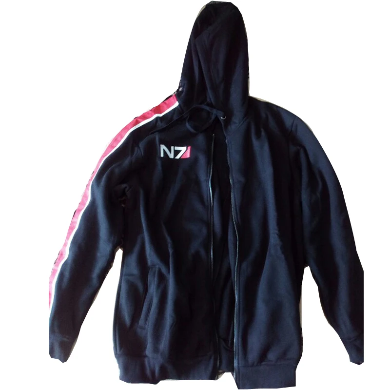 Mass Effect N7 Sudadera con capucha para hombre y mujer, chándal con cremallera, chaqueta polar informal, color negro, invierno, XXXL