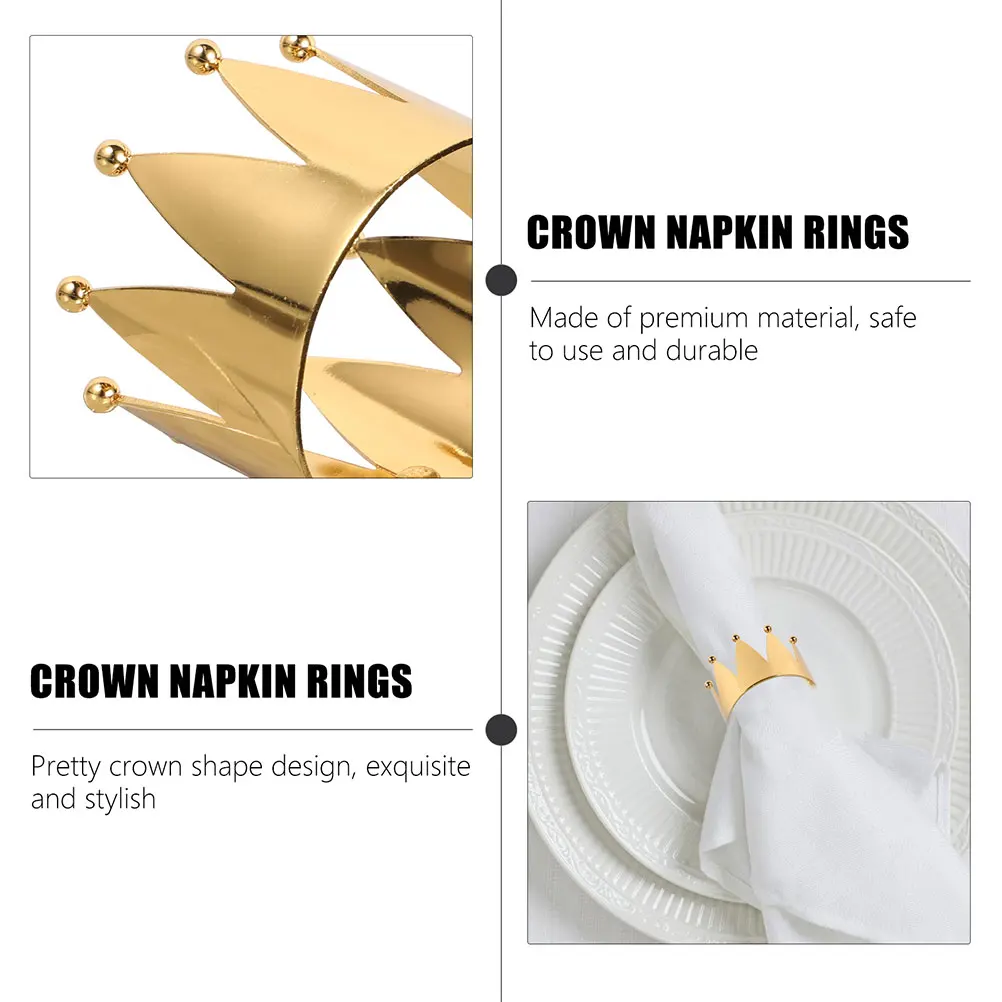 

6pcs Metal Crown Ring Serviette Holder Decorative Table Decoration For Wedding Party Holiday Dining Table Accessories Crown