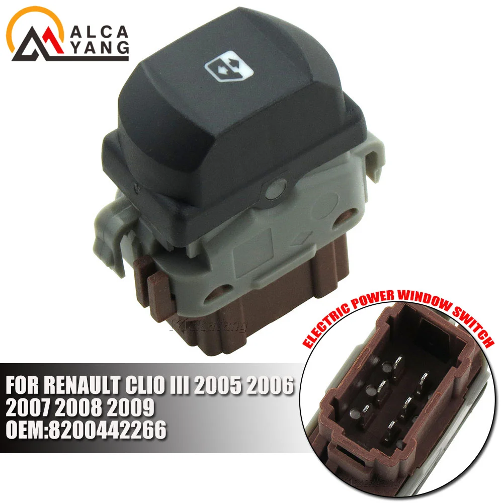 Malcayang Single Electric Window Control Switch For Renault Clio III 2005 2006 2007 2008 2009