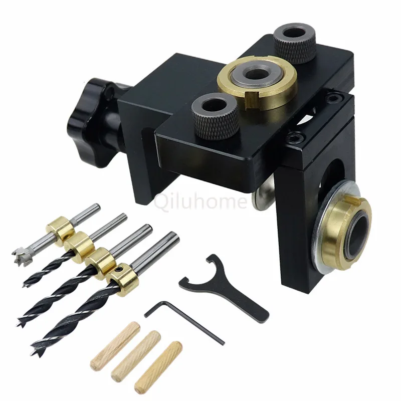 Woodworking Three-in-One Straight Hole Punch Locator round Wood Tenon Locator Furniture Puncher Connector Puncher