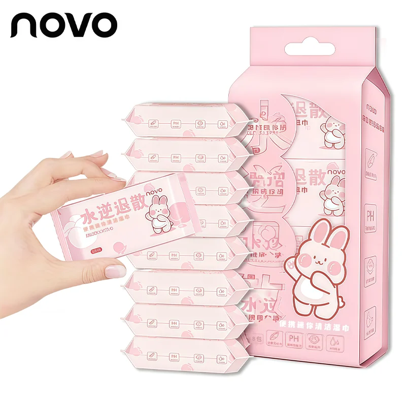 

64pcs Mini Portable Wet Wipes, Quick Cleaning Wipes, Alcohol-Free Single-Use Towels For Men And Women, Soft & Gentle